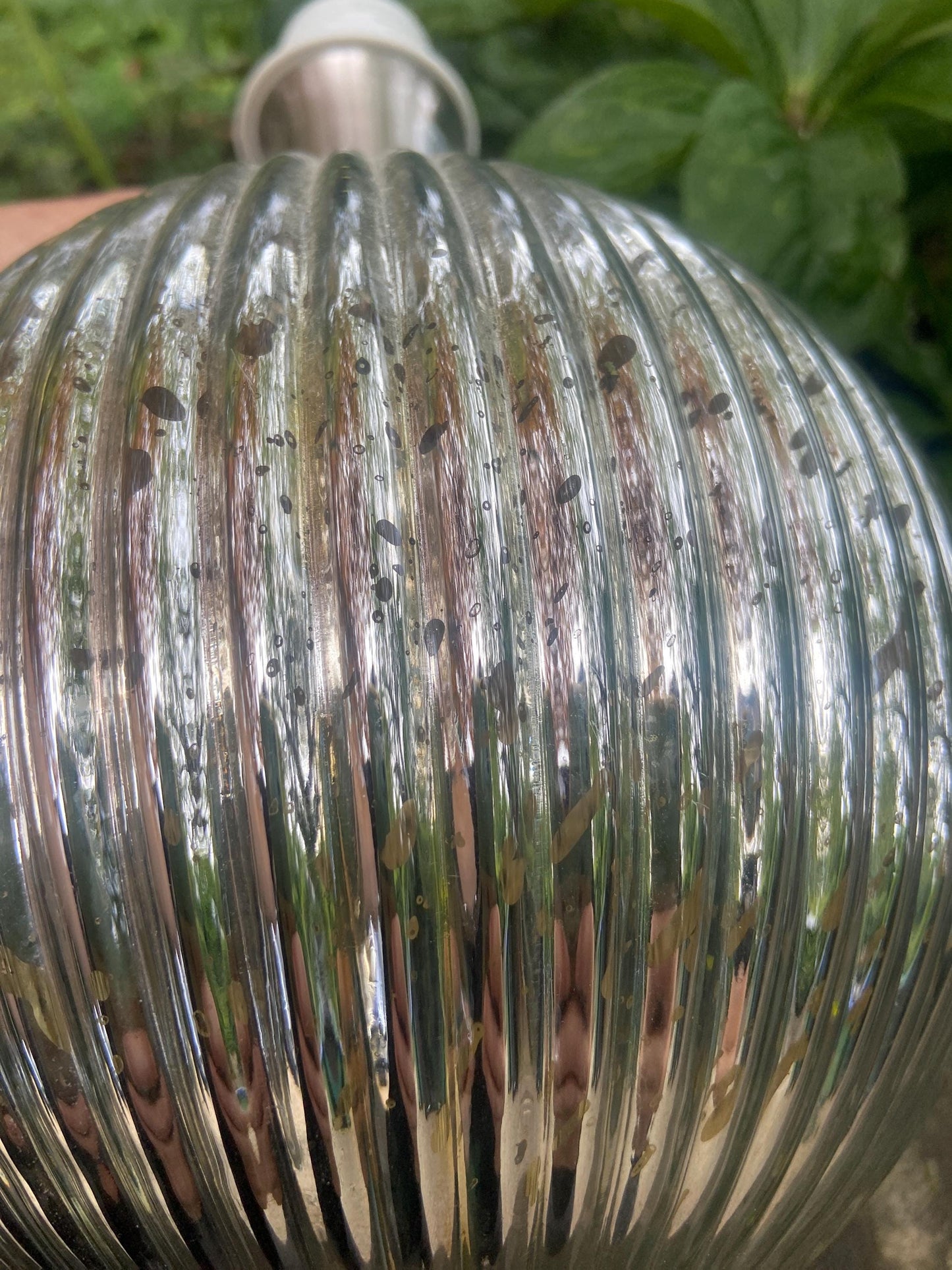 Vintage disco ball, round mirrored glass table lamp - working