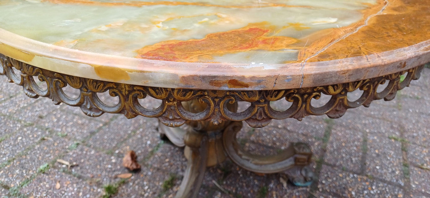 Imposing and Ostentatious Large Onyx and Brass Mid-Century 60s Coffee Table Free Hand Delivery.