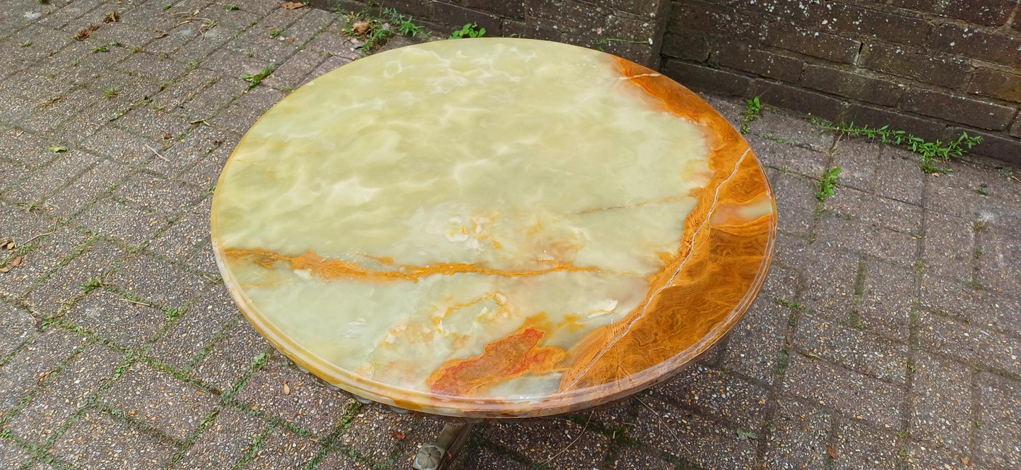 Imposing and Ostentatious Large Onyx and Brass Mid-Century 60s Coffee Table Free Hand Delivery.