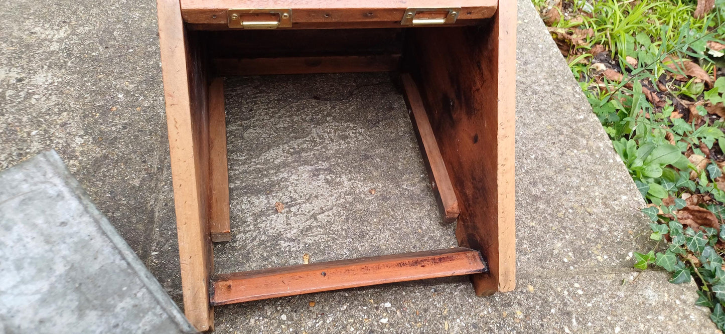 Beautiful Hand Stripped Restored Vintage Edwardian Coal Scuttle Coal Box Wood and Brass Inner Lining. Walnut or Mahogany.