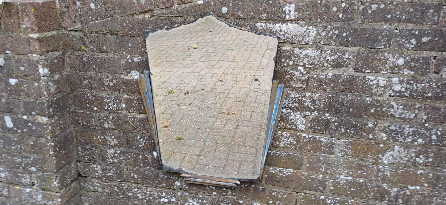 Beautiful Art Deco Part Stripped Wall Mirror Age Worn Charm. Gold and Blue. Definitely Both Shabby and Chic!