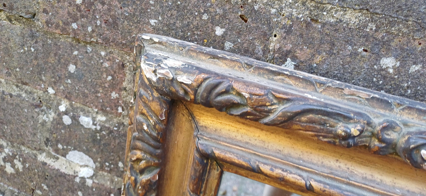 Charming Age Worn Vintage Victorian Gilt Gold Wall Mirror.