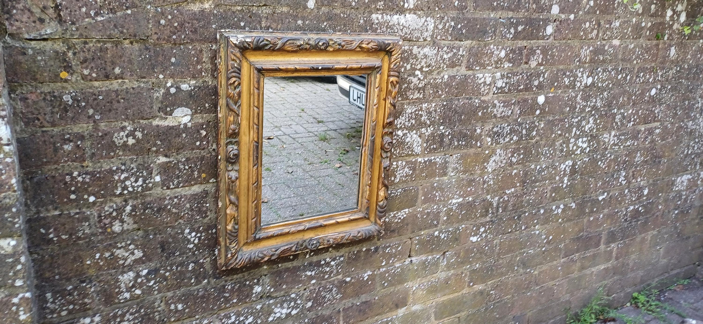 Charming Age Worn Vintage Victorian Gilt Gold Wall Mirror.