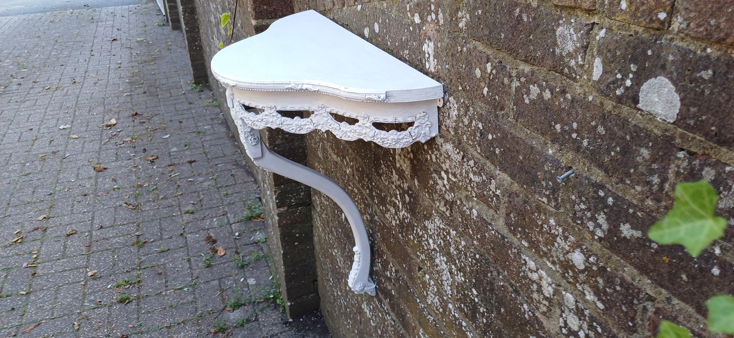 Imposing Genuine Vintage Retro 60s Wall Bracket Shelf Highly Decorative Painted White in Farrow and Ball