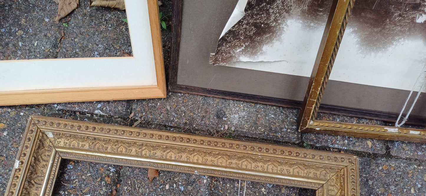 Collection of Wooden Vintage Pictures Picture Frames Framing Frame Photo Photograph Artist Upcycling Project.
