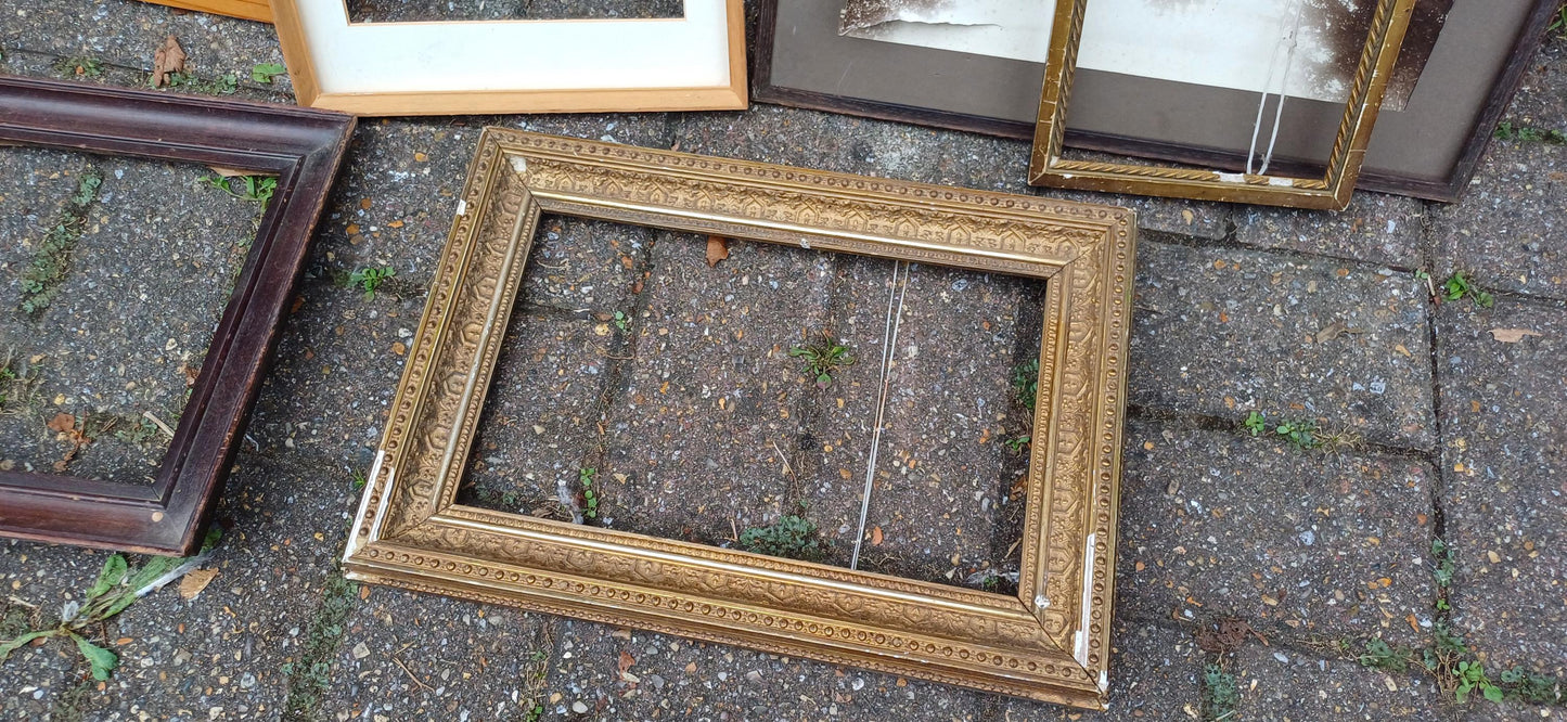 Collection of Wooden Vintage Pictures Picture Frames Framing Frame Photo Photograph Artist Upcycling Project.