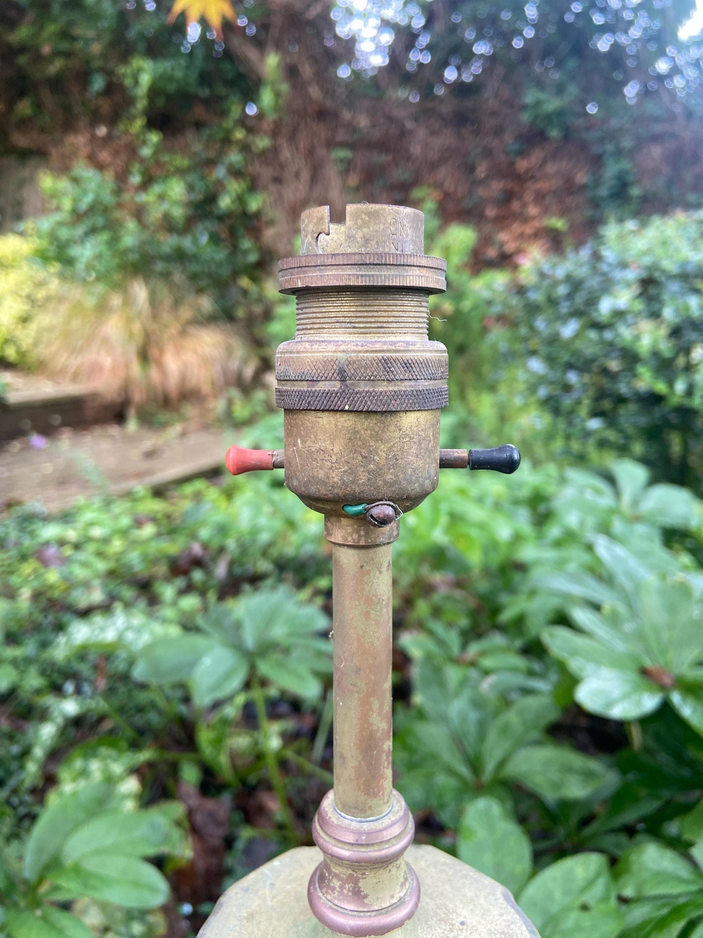 Vintage 1960s/70s Tall Bronze Column Lamp with Square Base
