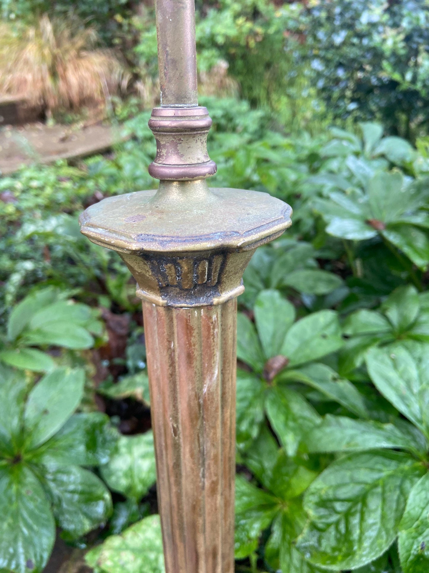Vintage 1960s/70s Tall Bronze Column Lamp with Square Base