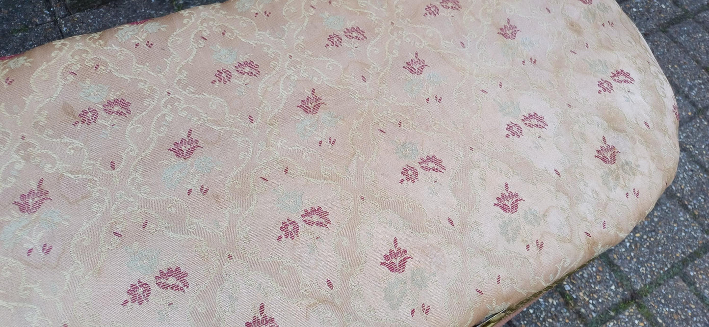Vintage Retro Pink and Gold Upholstered Retro Ottoman Bedroom Storage Seat Settle