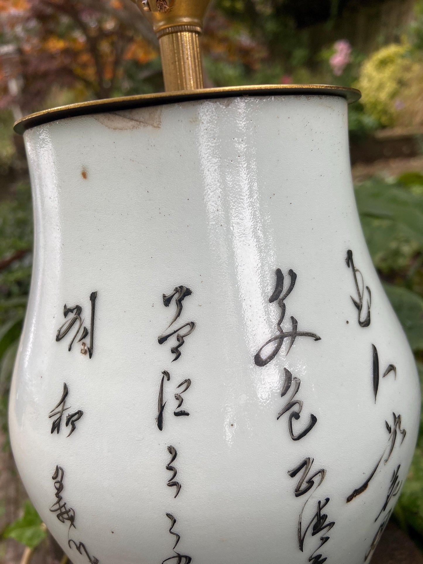 Early 20th Century Japanese oriental hand painted table lamp, Geisha - working condition