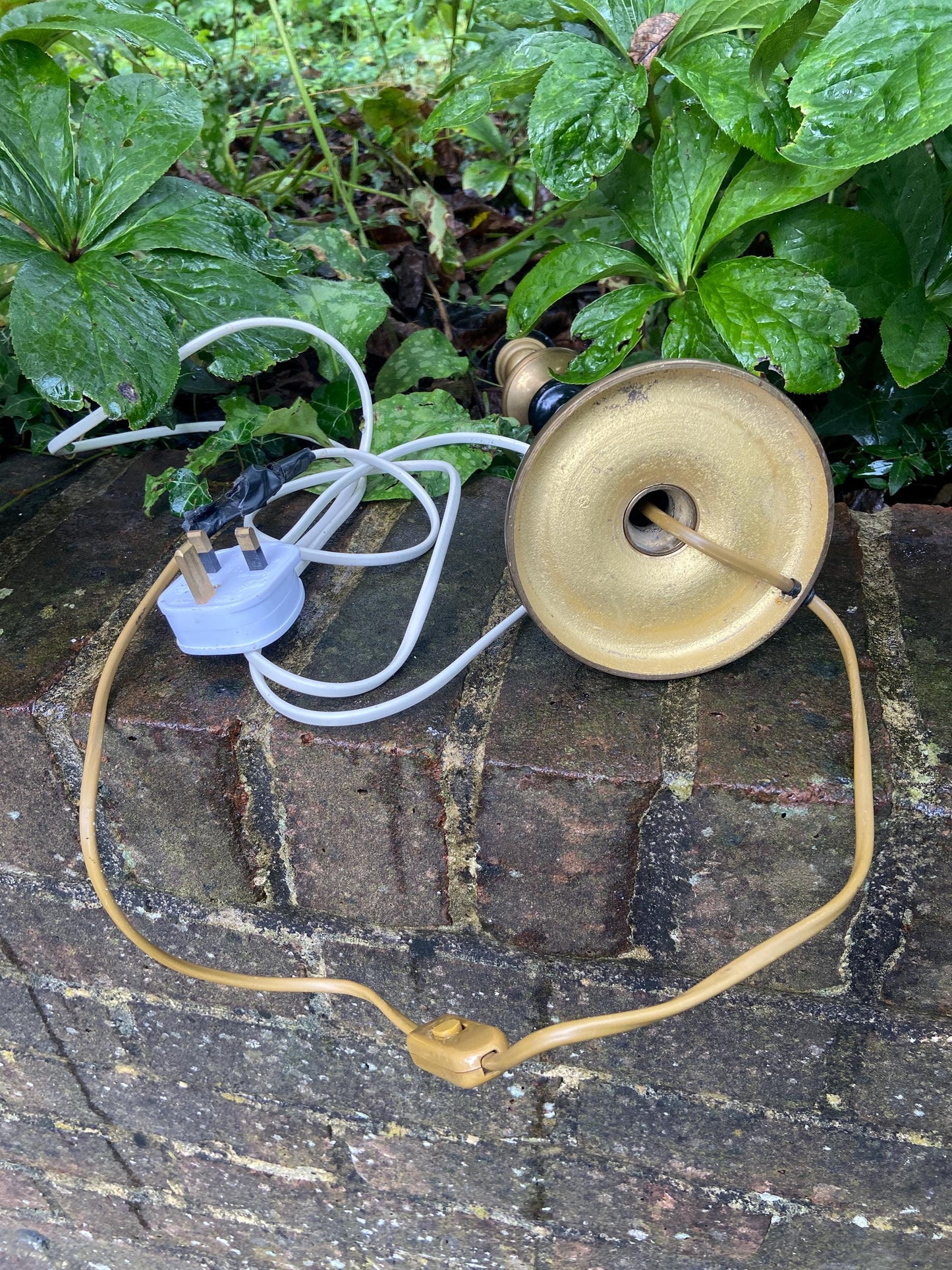 Wonderful quality tall vintage black and brass table lamp