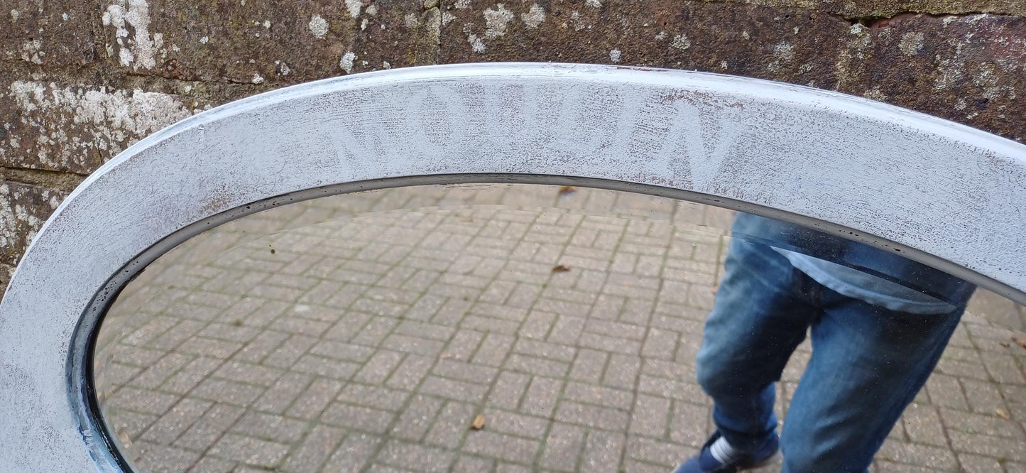 Wonderful Vintage 1920s Wall Mirror Over Mantel Shabby Chic Effect ‘Moulin’ Motif. Free Hand Delivery 121 x 49 cm