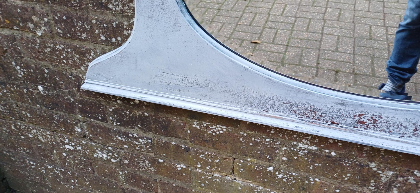 Wonderful Vintage 1920s Wall Mirror Over Mantel Shabby Chic Effect ‘Moulin’ Motif. Free Hand Delivery 121 x 49 cm