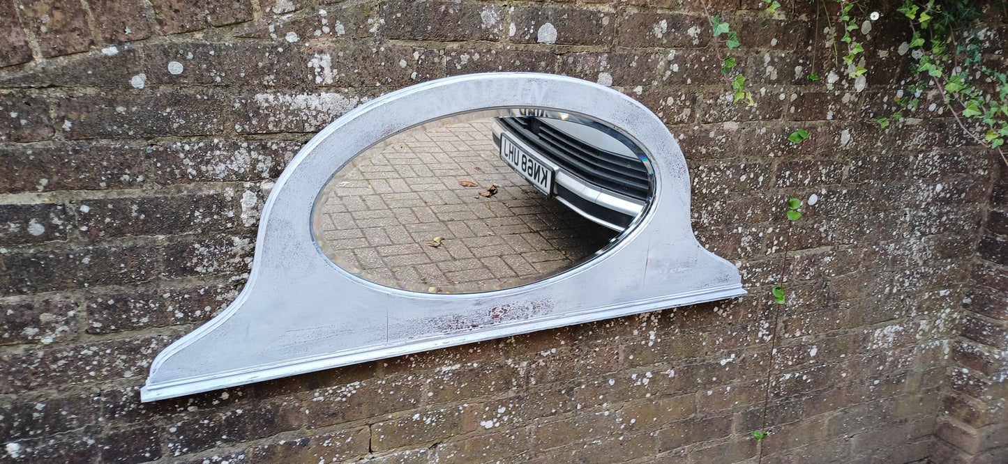 Wonderful Vintage 1920s Wall Mirror Over Mantel Shabby Chic Effect ‘Moulin’ Motif. Free Hand Delivery 121 x 49 cm