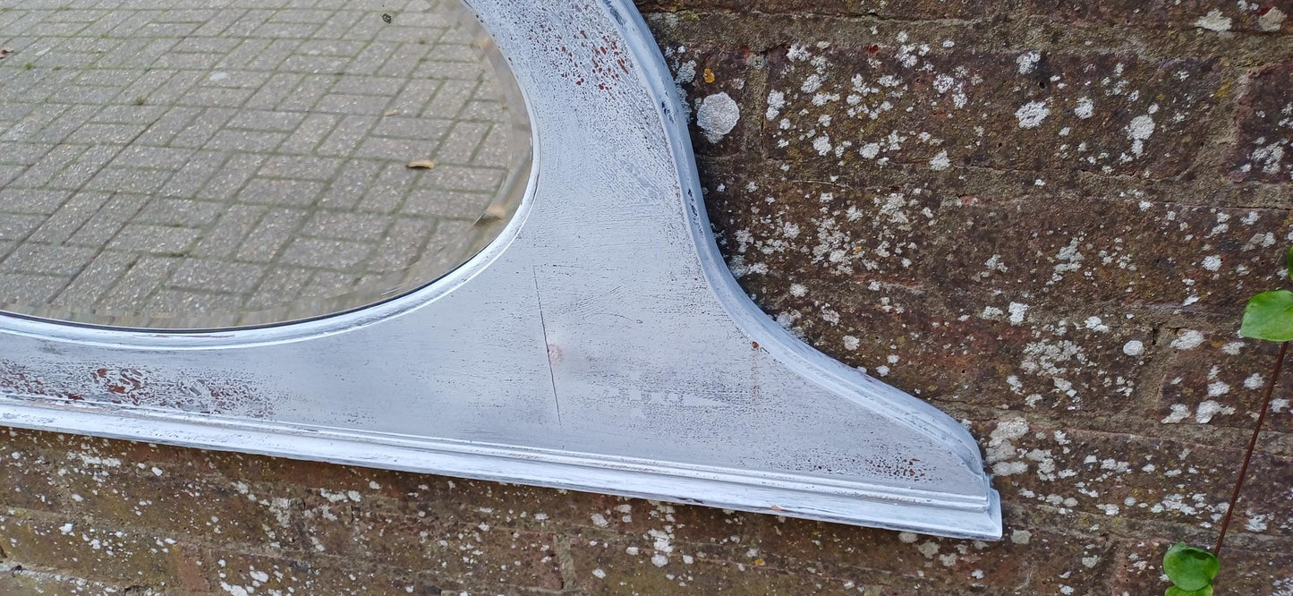 Wonderful Vintage 1920s Wall Mirror Over Mantel Shabby Chic Effect ‘Moulin’ Motif. Free Hand Delivery 121 x 49 cm