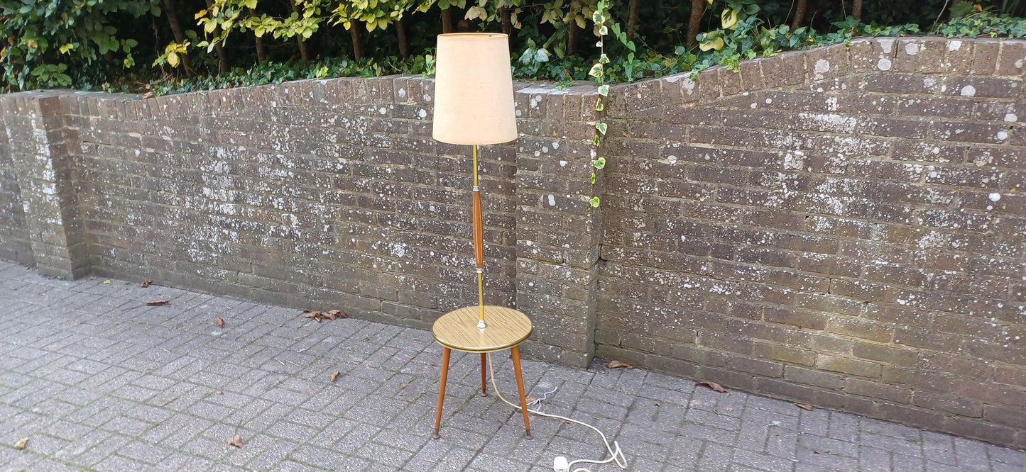 Classic Funky Working Retro Mid Century Standard Lamp Coffee Table Utility Combo with Original Shade. Free Hand Delivery.