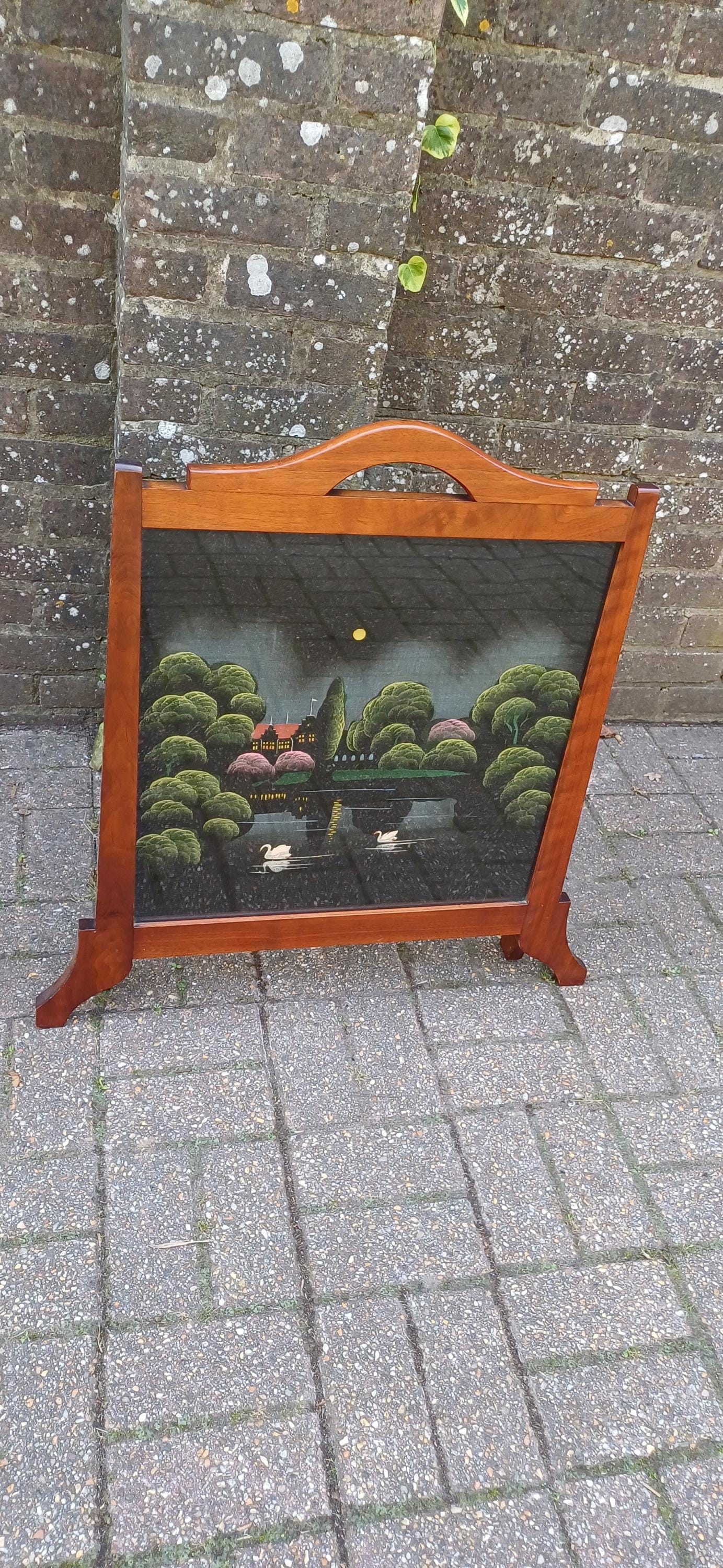 Outstanding Unusual Art Nouveau Hand Painted Oak Fire Screen. Free Hand Delivery.