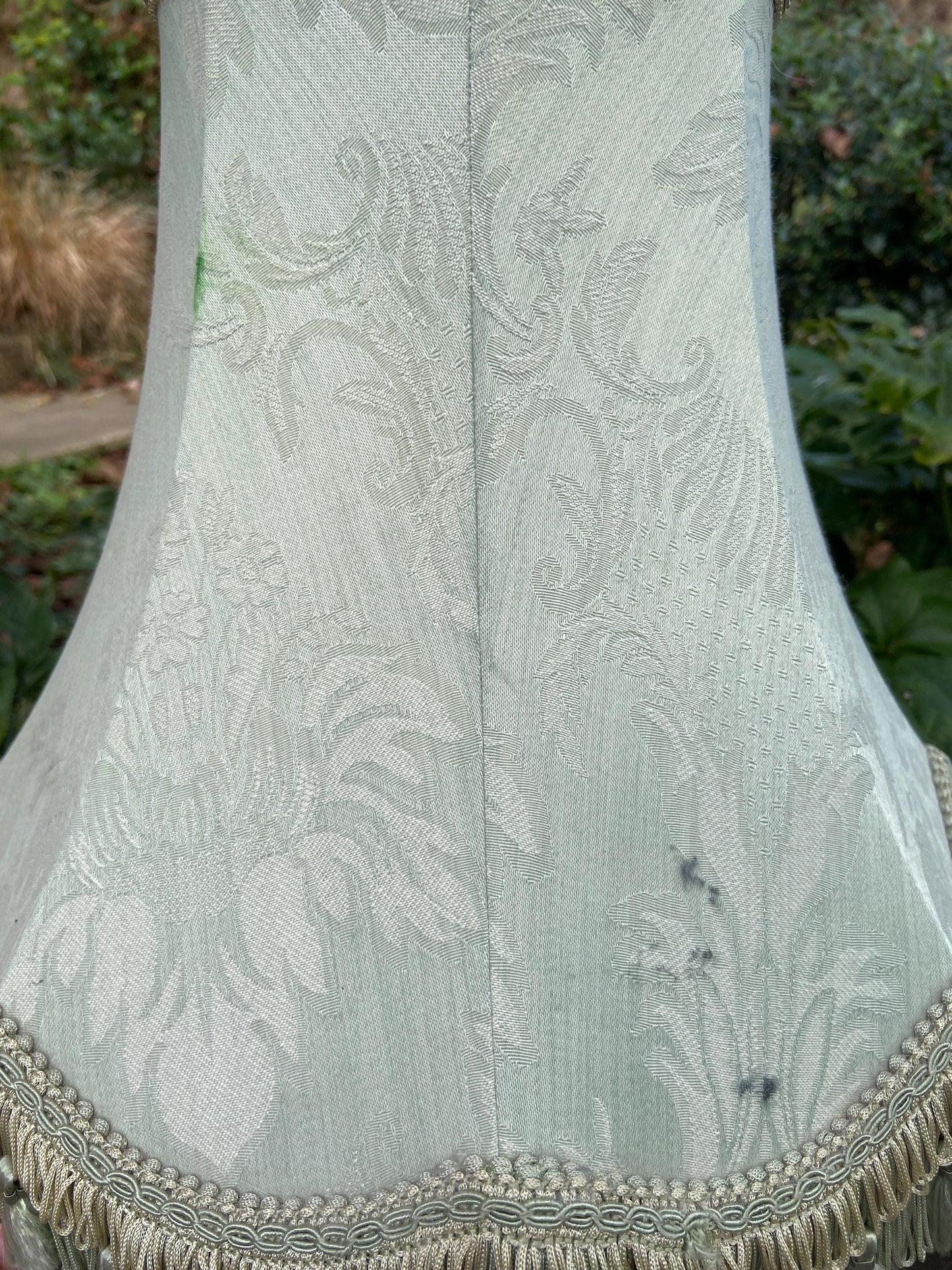 Vintage ornate brass lamp and authentic green vintage shade