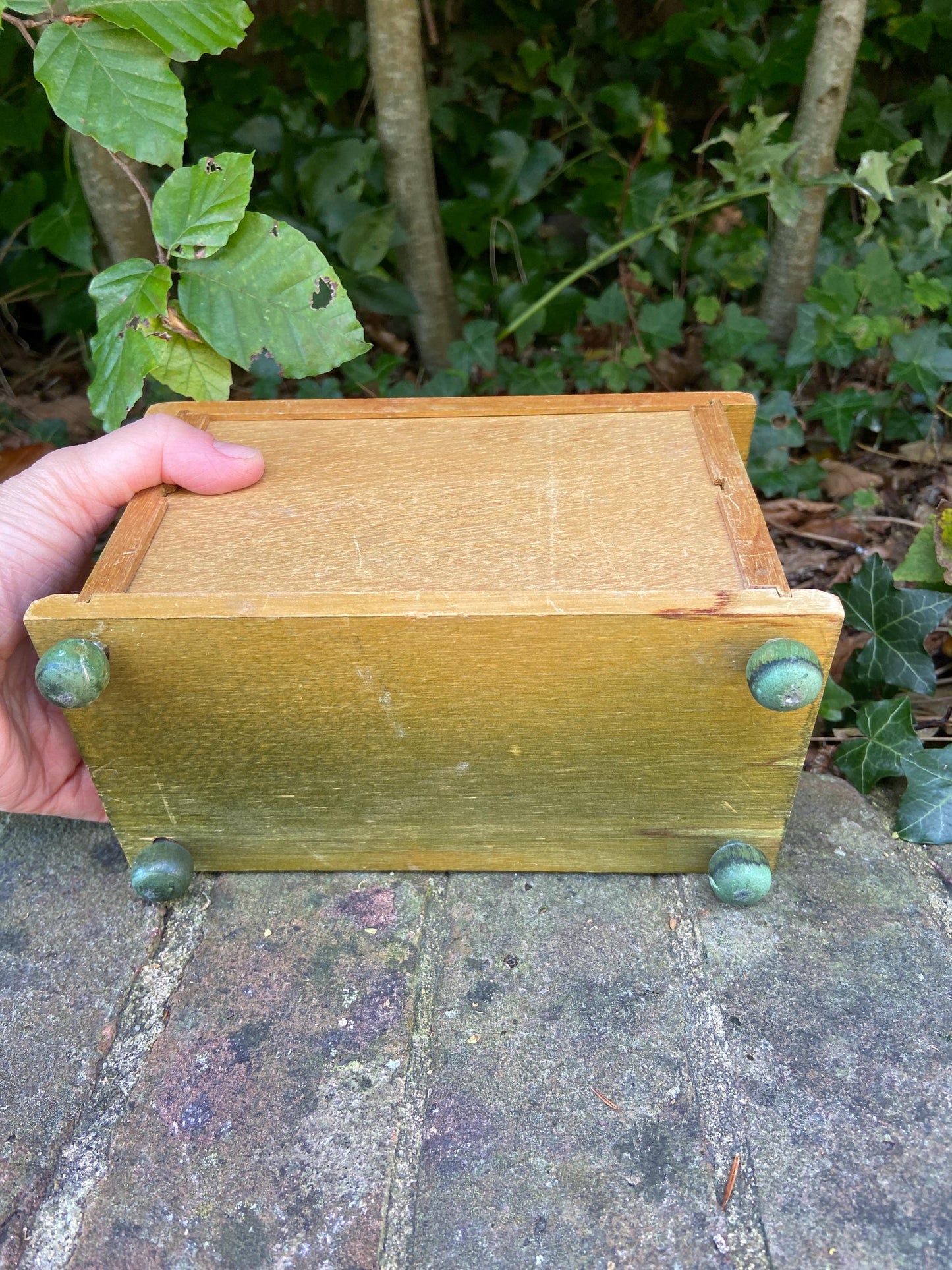 Delightful vintage trinket box or jewellery box, wooden and hand painted with pink roses