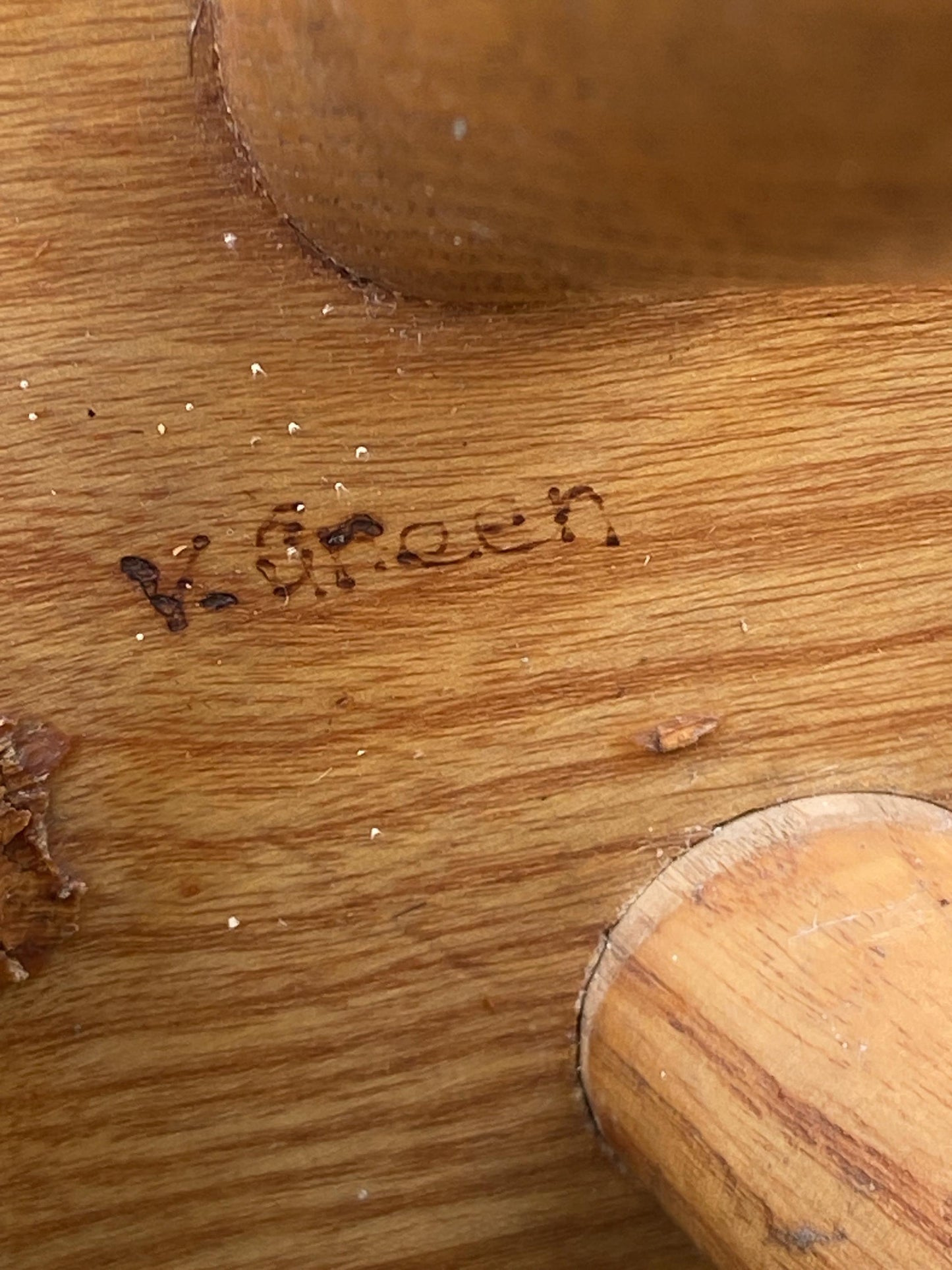 Vintage children’s milking stool with an engraved fairytale woodland owl on it