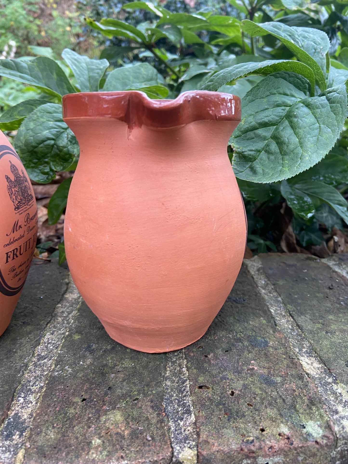 Mrs Brannam’s Devon Terracotta vintage set of two breakfast jugs – one for Fruit Juice and one for Milk. Perfect for a B&B.