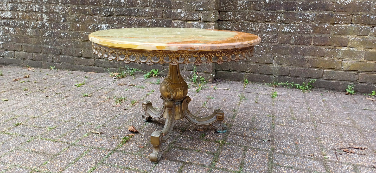 Imposing and Ostentatious Large Onyx and Brass Mid-Century 60s Coffee Table Free Hand Delivery.
