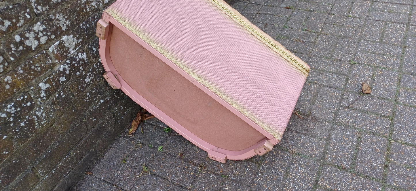 Vintage Retro Pink and Gold Upholstered Retro Ottoman Bedroom Storage Seat Settle