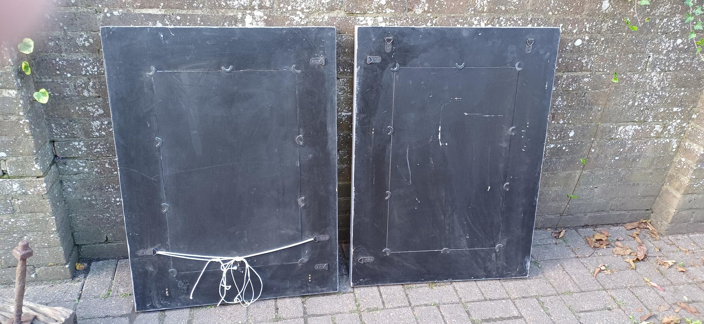 Superb Pair of Very Large Painted Grey Mirrors Bespoke Distressed Contemporary Finish Bevelled Glass. Free Hand Delivery.