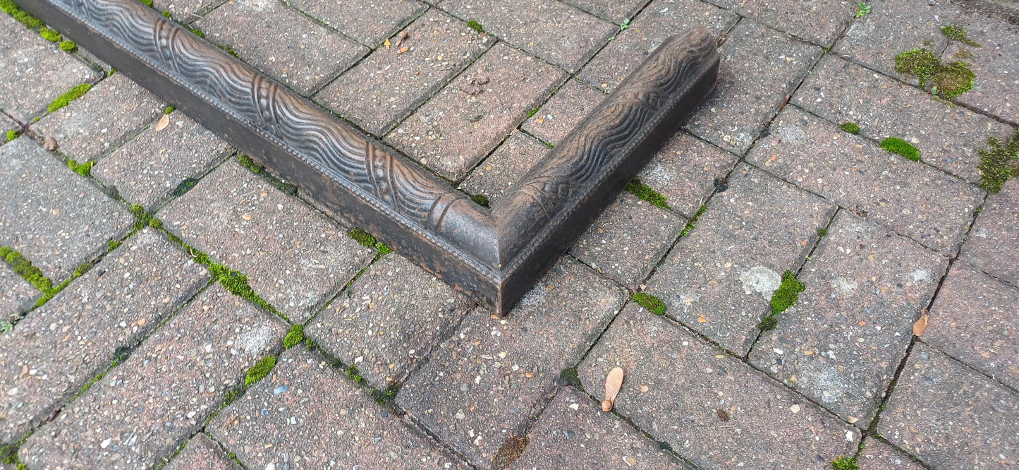 Large Age Worn Aesthetic Victorian Iron Decorative Fender Fireplace Guard