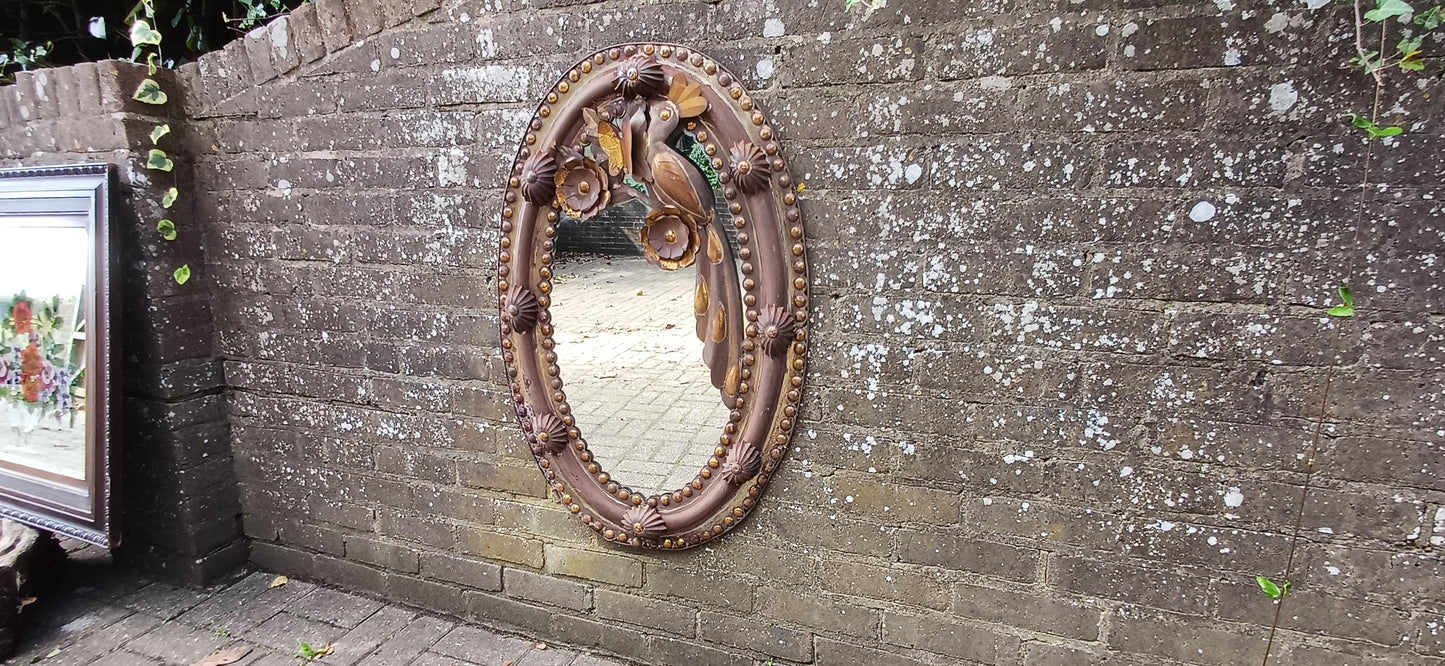 Quirky Bespoke Detailed Handmade Metal Mirror Hummingbird and Butterfly Metalwork195