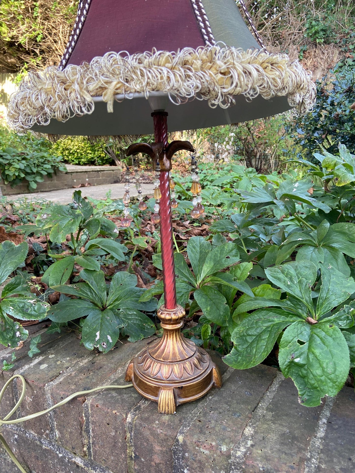 Pizazz Vintage Multi Coloured Table Lamp and matching lamp shade
