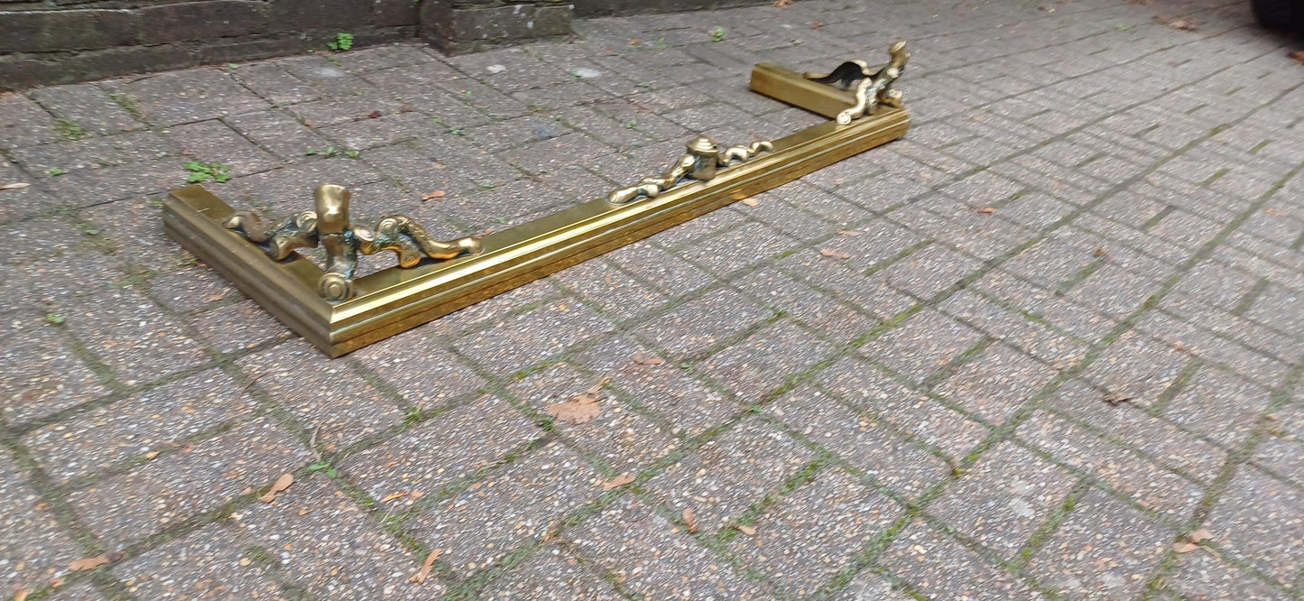 Large Restored Victorian Brass Fender with Unusual Log Branch Motif Decoration Simply Superb Quality and Beautifully Preserved.