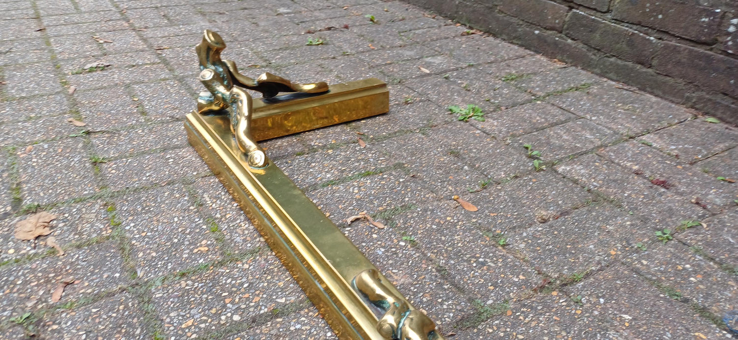 Large Restored Victorian Brass Fender with Unusual Log Branch Motif Decoration Simply Superb Quality and Beautifully Preserved.