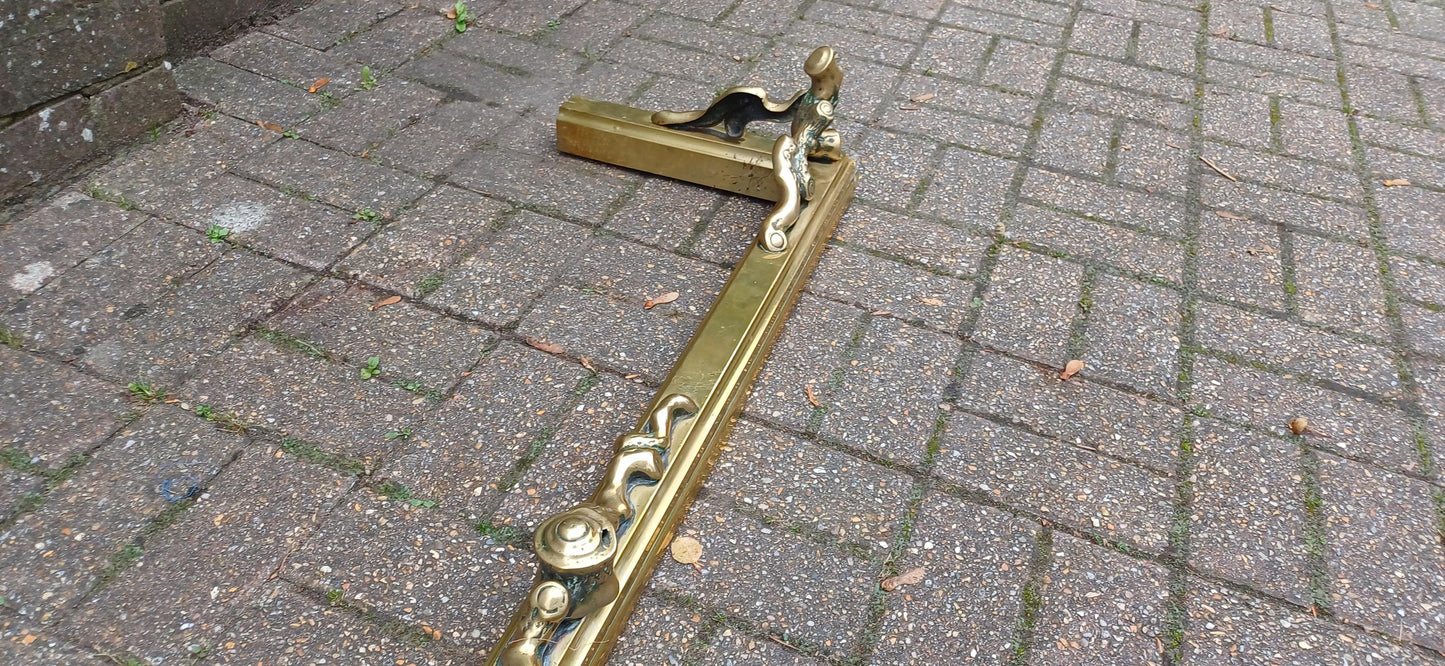 Large Restored Victorian Brass Fender with Unusual Log Branch Motif Decoration Simply Superb Quality and Beautifully Preserved.