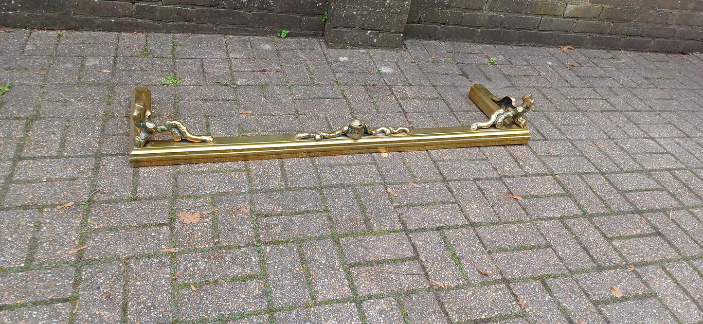 Large Restored Victorian Brass Fender with Unusual Log Branch Motif Decoration Simply Superb Quality and Beautifully Preserved.