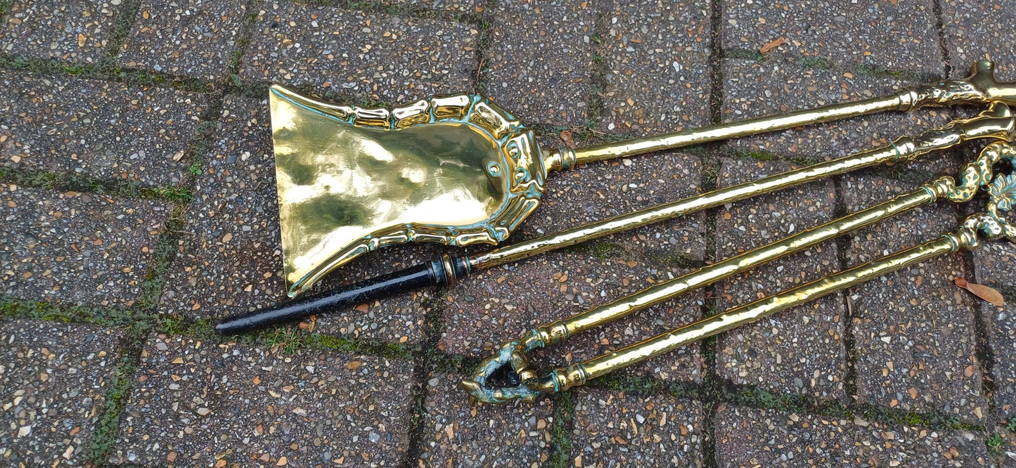 Large Restored Victorian Brass Fender with Matching Fire Irons Superb Quality and Beautifully Preserved Free Hand Delivery