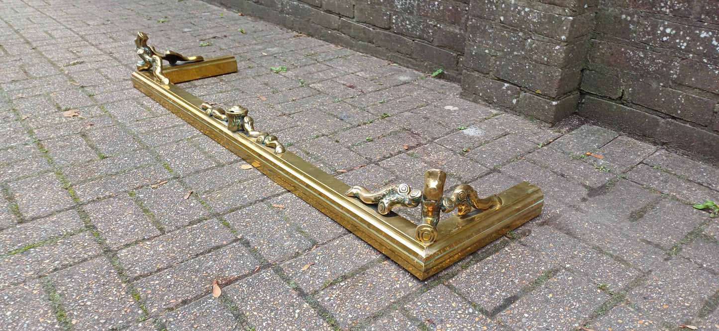 Large Restored Victorian Brass Fender with Matching Fire Irons Superb Quality and Beautifully Preserved Free Hand Delivery