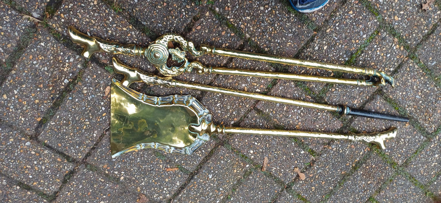 Large Restored Victorian Brass Fender with Matching Fire Irons Superb Quality and Beautifully Preserved Free Hand Delivery