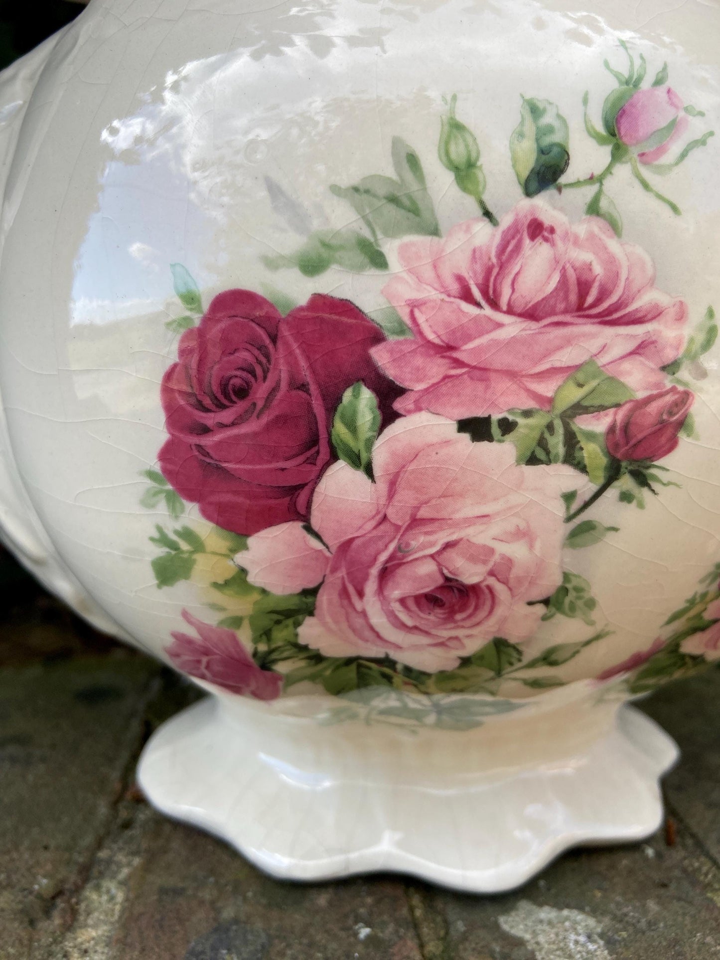 Very large China Jug made by Staffordshire Pottery - floral design - watertight