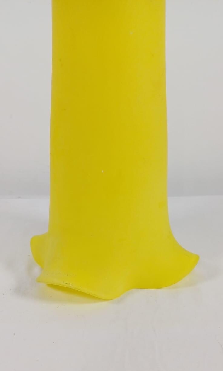 Retro Daffodil Yellow Tall and Thin Glass Lamp Shade – Daffodil Shape and Colour, vintage ceiling shade