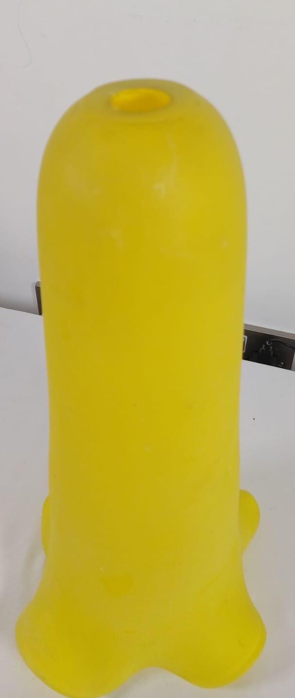 Retro Daffodil Yellow Tall and Thin Glass Lamp Shade – Daffodil Shape and Colour, vintage ceiling shade