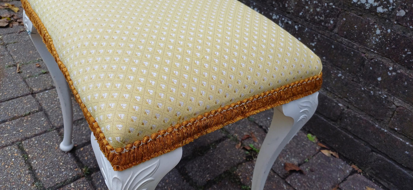 Vintage Retro Chic Upholstered Stool Newly Upholstered Stool Kitsch Hard Plastic Cabriole Legs.