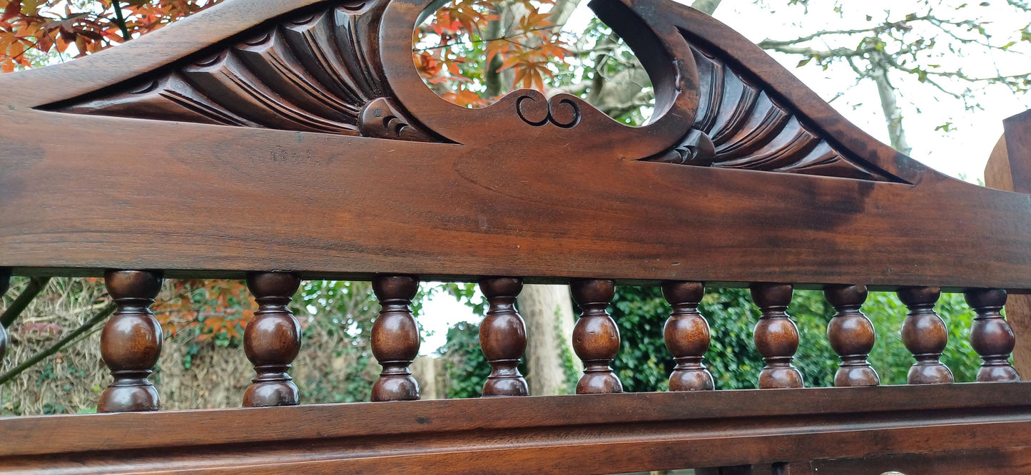Vintage Victorian Style Solid Teak Hall Stand Entryway Stand Side Table Brass Features