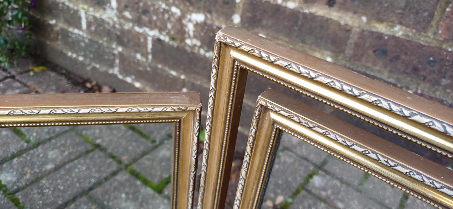 Vintage Retro Classic Gold Gilt 70s Adjustable Triple Mirror