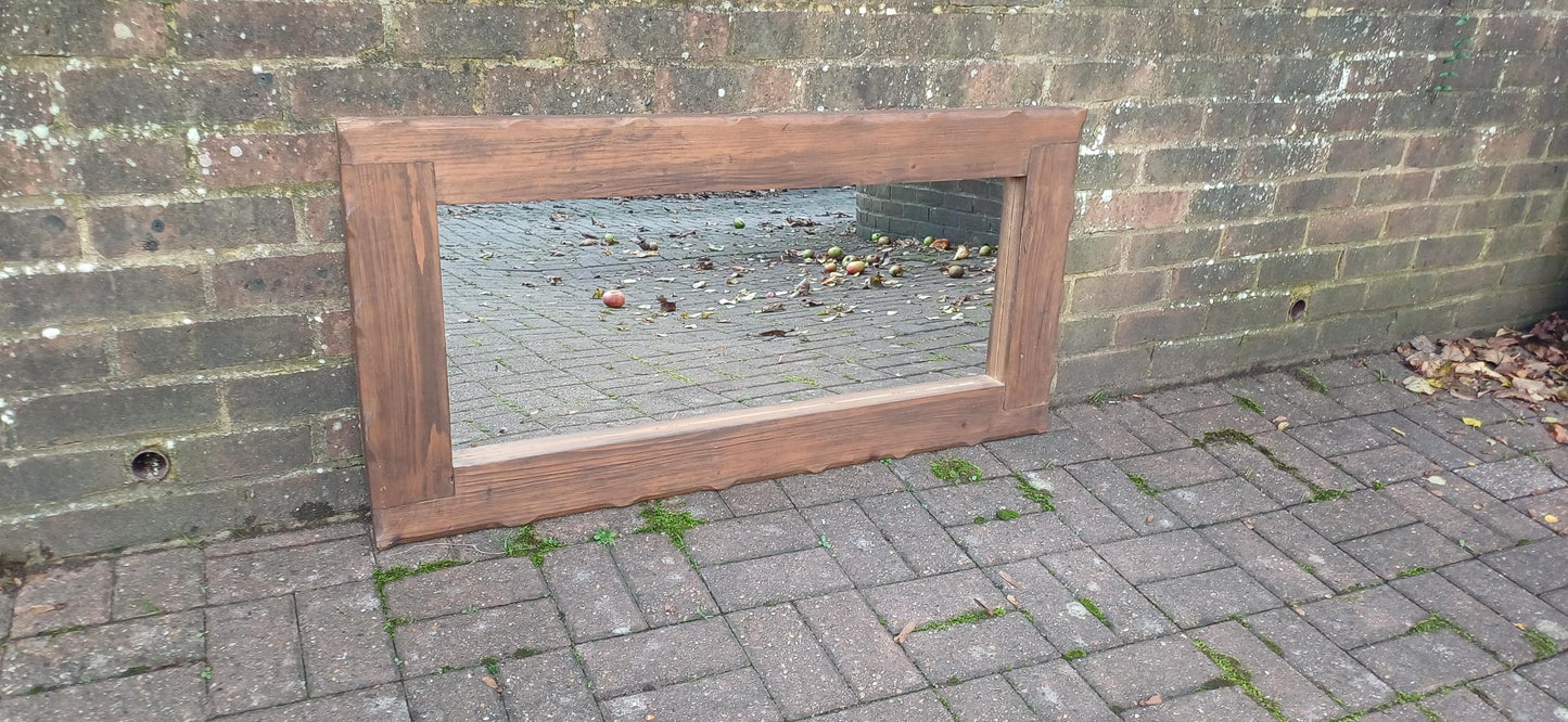 Superb Huge Chunky Reclaimed Pine Wall Mirror Over Mantel Free Hand Delivery