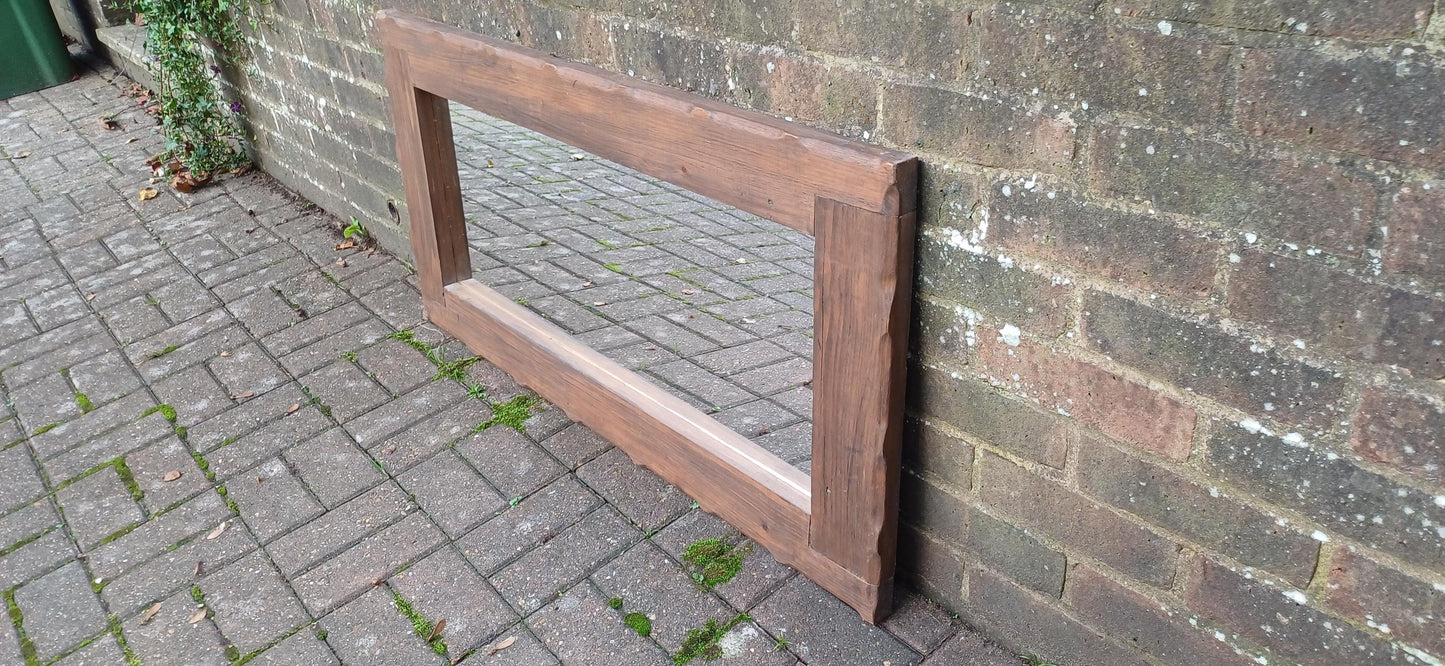 Superb Huge Chunky Reclaimed Pine Wall Mirror Over Mantel Free Hand Delivery
