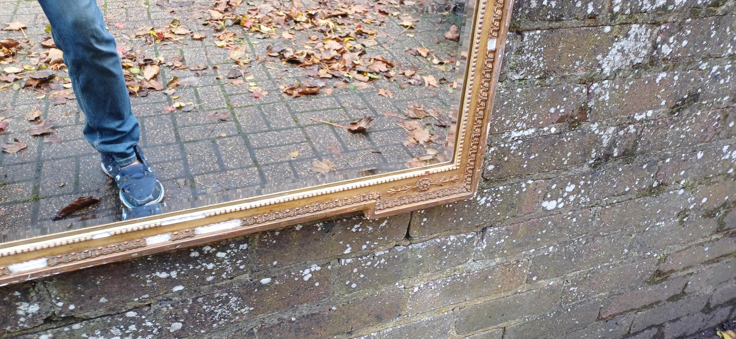 Large Unique Distressed Vintage Victorian Gold Gilt Decorative Mirror