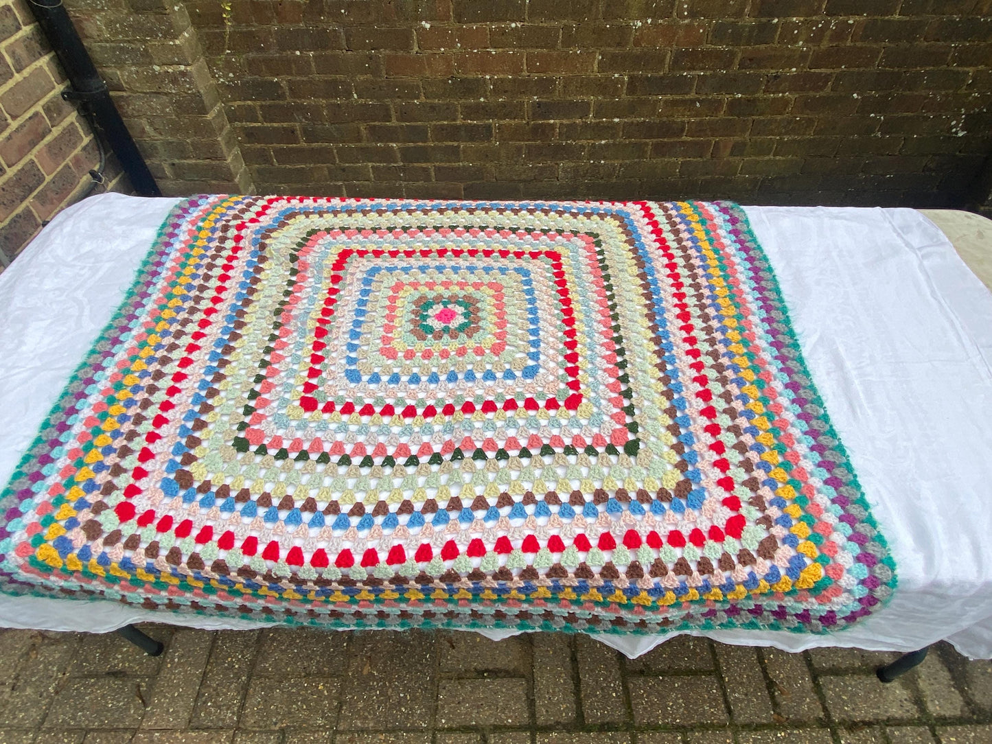 Authentic vintage crocheted small blankets, baby blankets, chair throws (approx 106cm sq) - different colours