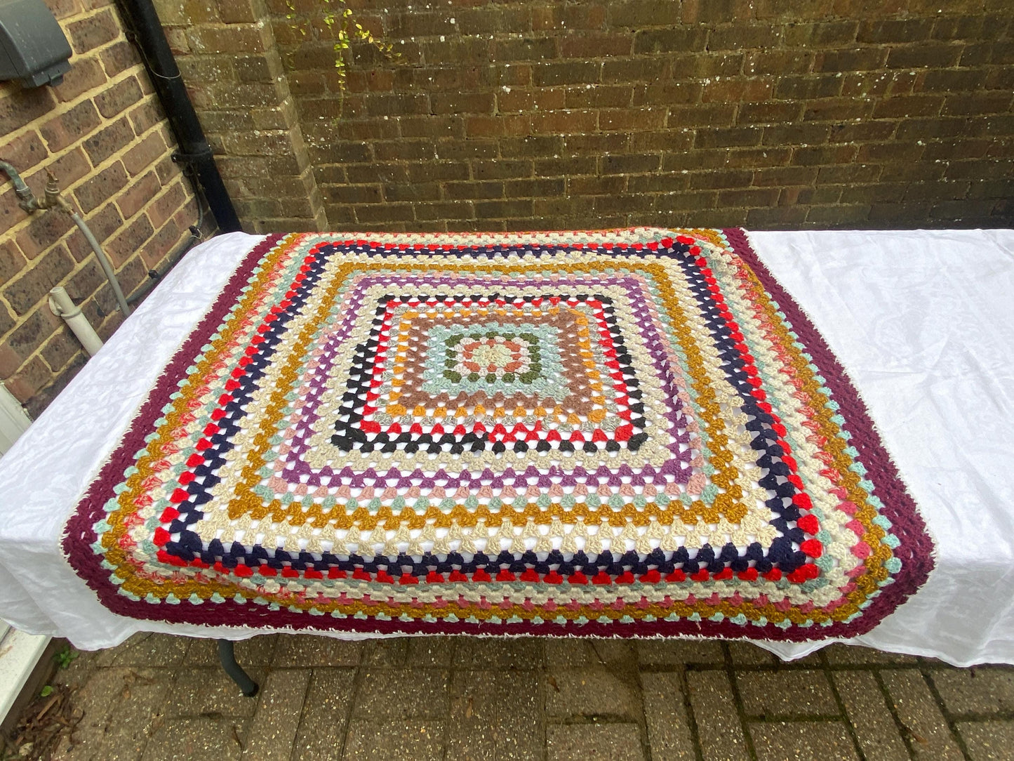 Authentic vintage crocheted small blankets, baby blankets, chair throws (approx 106cm sq) - different colours