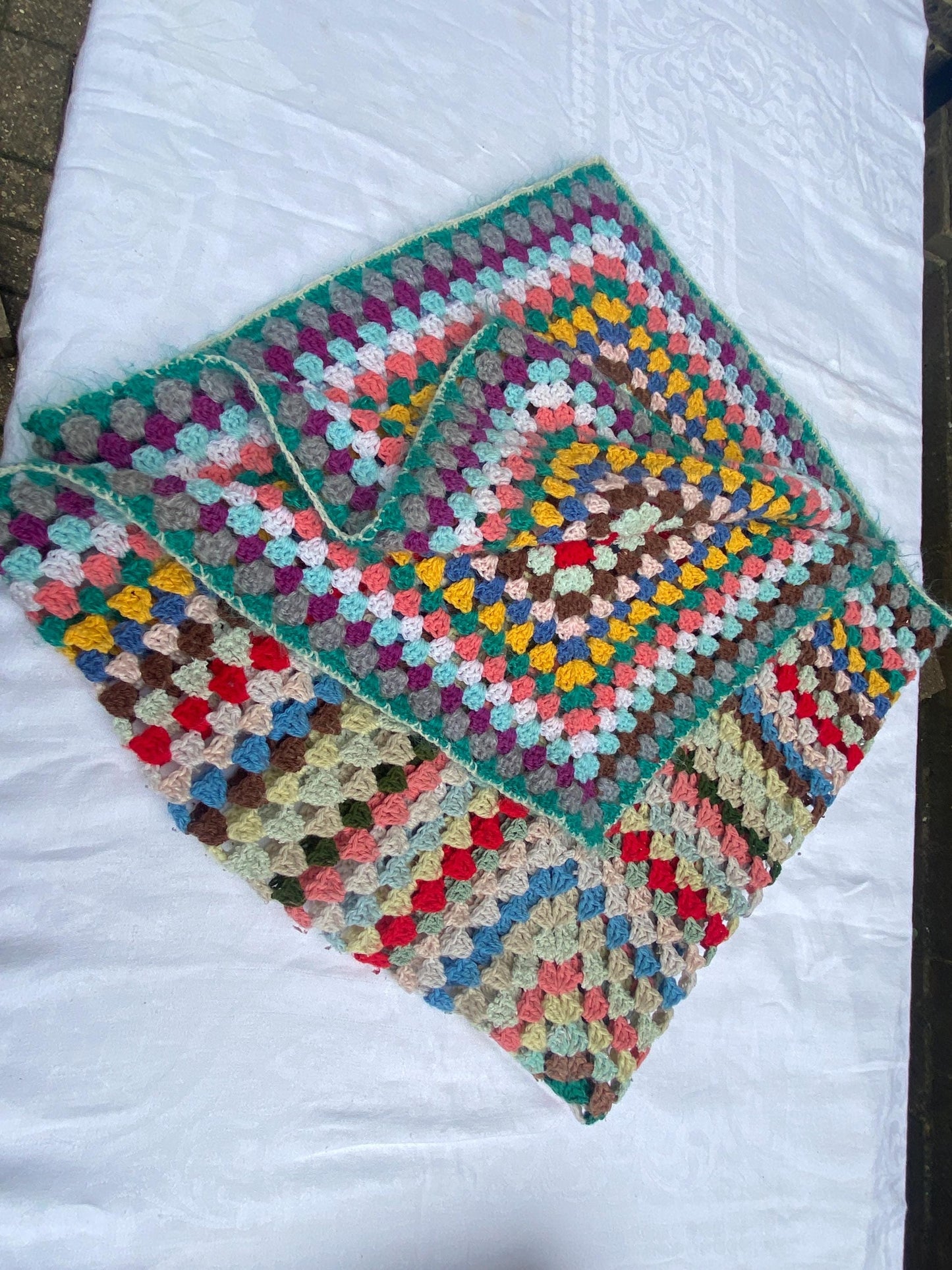 Authentic vintage crocheted small blankets, baby blankets, chair throws (approx 106cm sq) - different colours